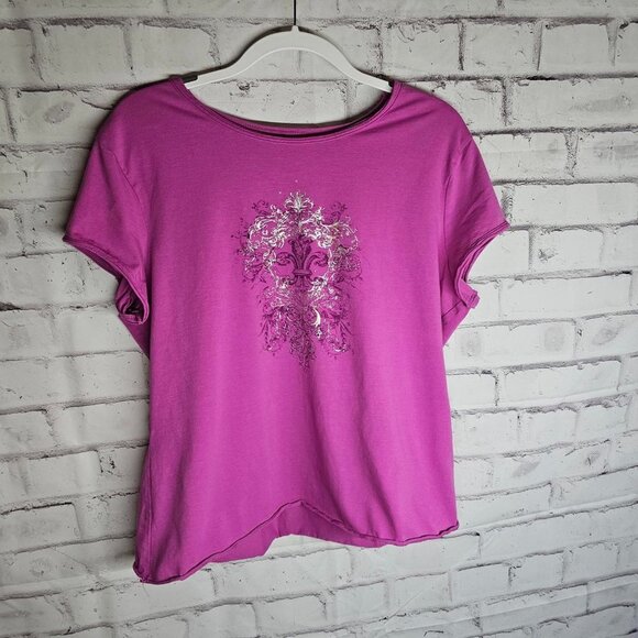 Daisy Fuentes Tops - Fuschia Short Sleeve Graphic Tee